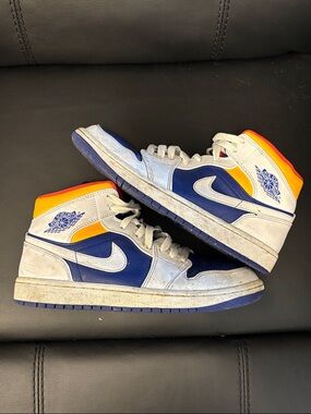 Nike Air Jordan 1 Mid Blue White Orange Accent men’s 7.5